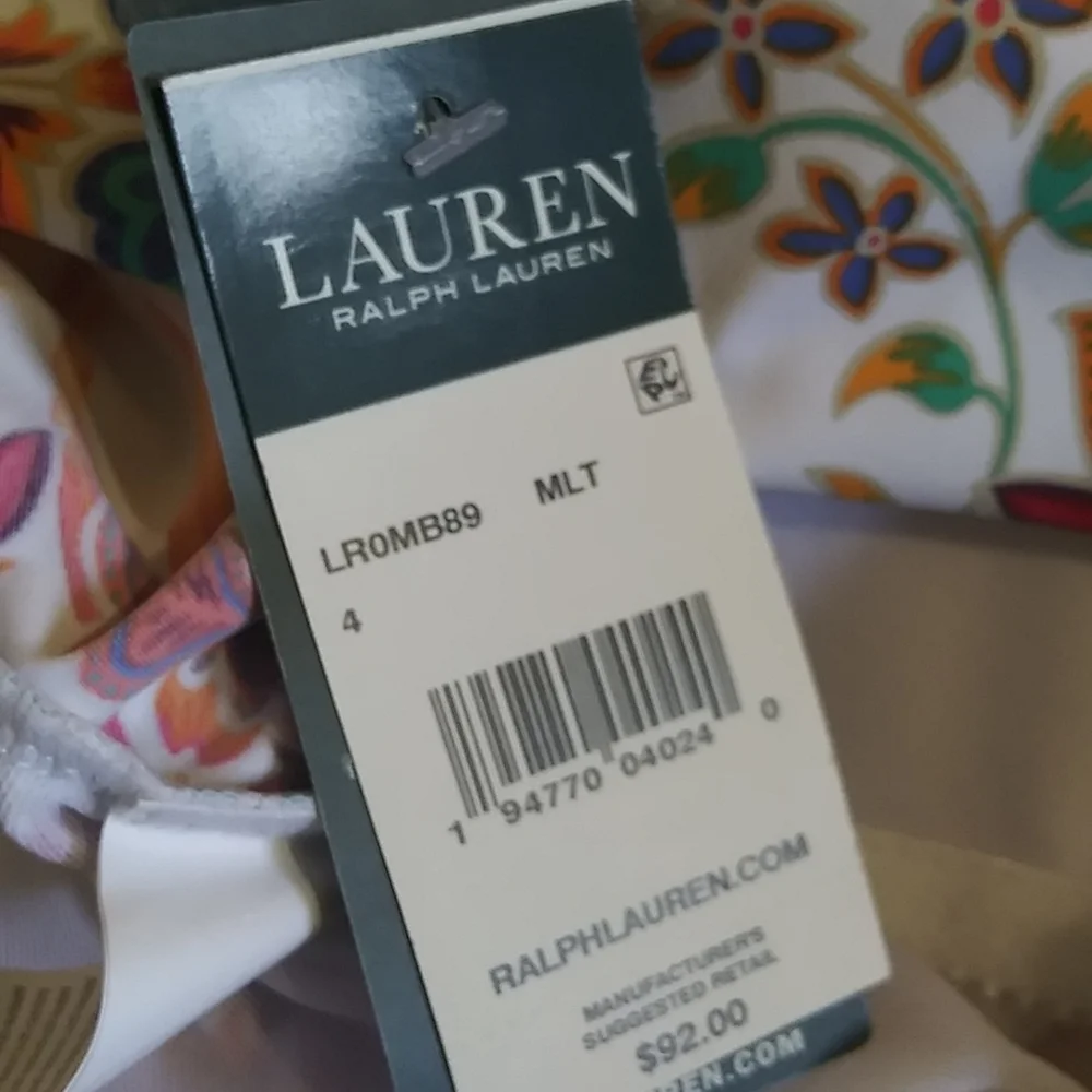 NWT.  Lauren Ralph Lauren floral one shoulder tankini.